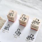 Krimgen -Wood Rubber Stamp - Fluffy Animal Friends with Book Series