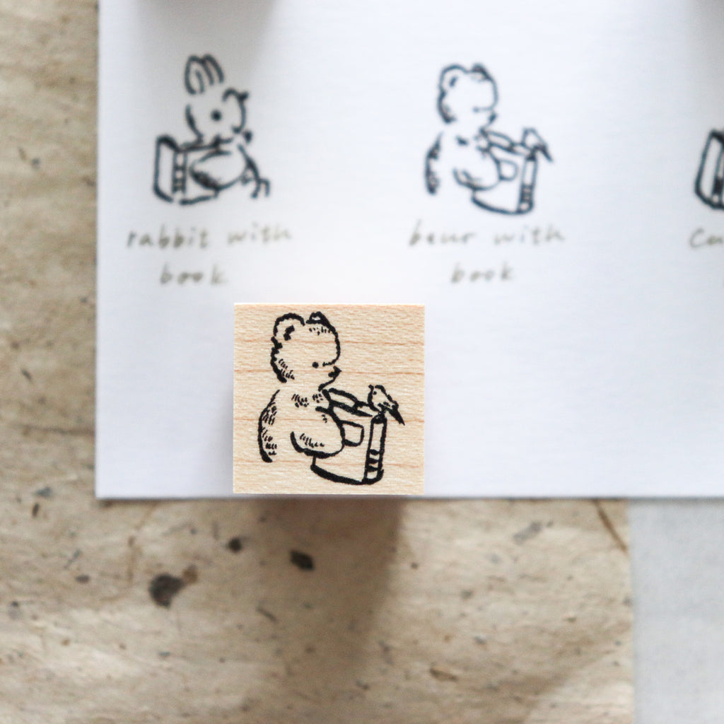 Krimgen -Wood Rubber Stamp - Fluffy Animal Friends with Book Series