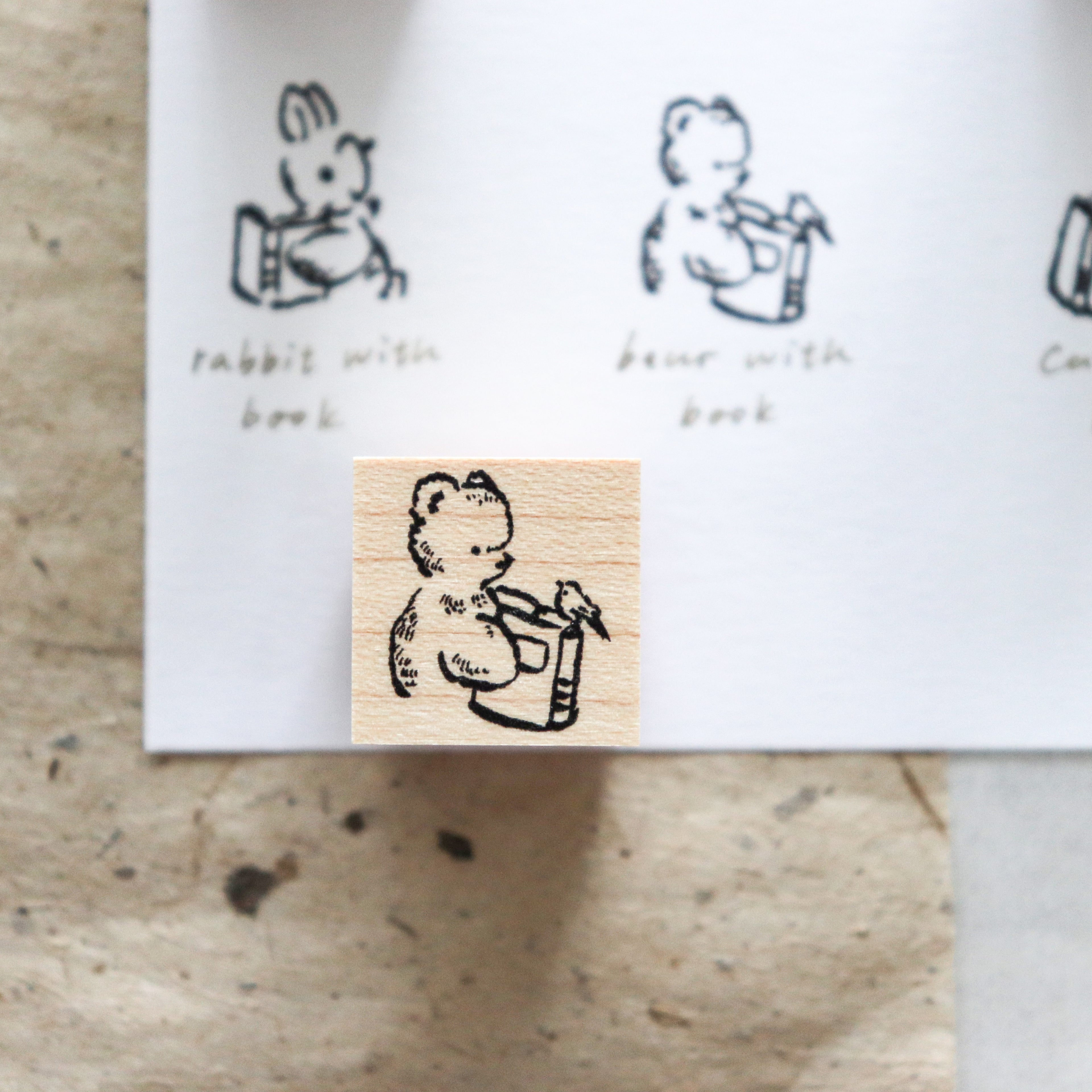 Krimgen -Wood Rubber Stamp - Fluffy Animal Friends with Book Series