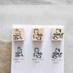 Krimgen -Wood Rubber Stamp - Fluffy Animal Friends with Book Series