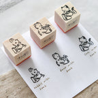 Krimgen -Wood Rubber Stamp - Fluffy Animal Friends with Book Series