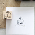 Krimgen -Wood Rubber Stamp - Cat Stretching