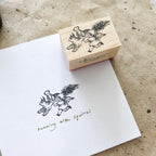 Krimgen -Wood Rubber Stamp -Running with Squirrel