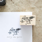 Krimgen -Wood Rubber Stamp -Running with Squirrel