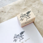 Krimgen -Wood Rubber Stamp -Running with Squirrel
