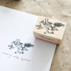Krimgen -Wood Rubber Stamp -Running with Squirrel