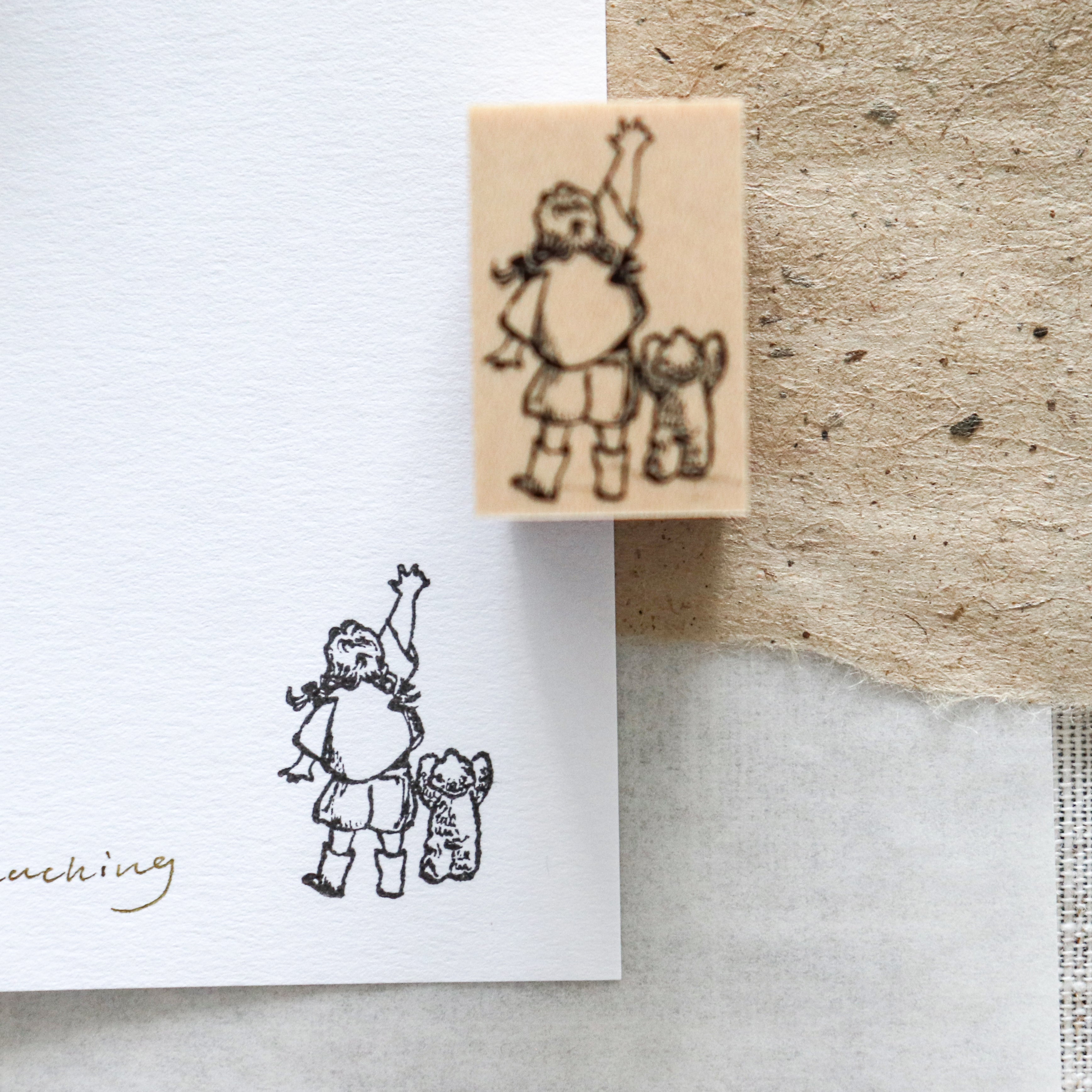 Krimgen -Wood Rubber Stamp - Reaching
