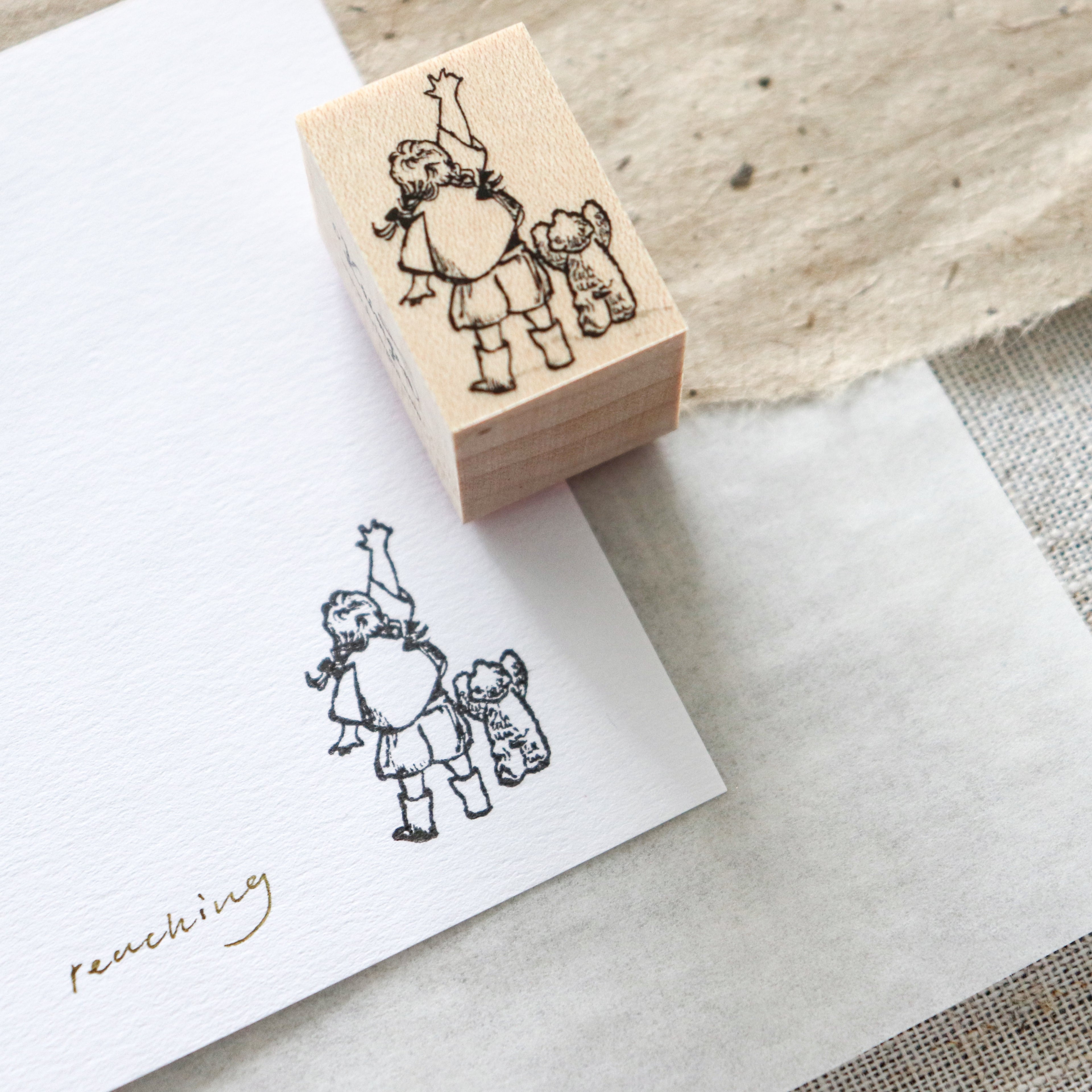 Krimgen -Wood Rubber Stamp - Reaching