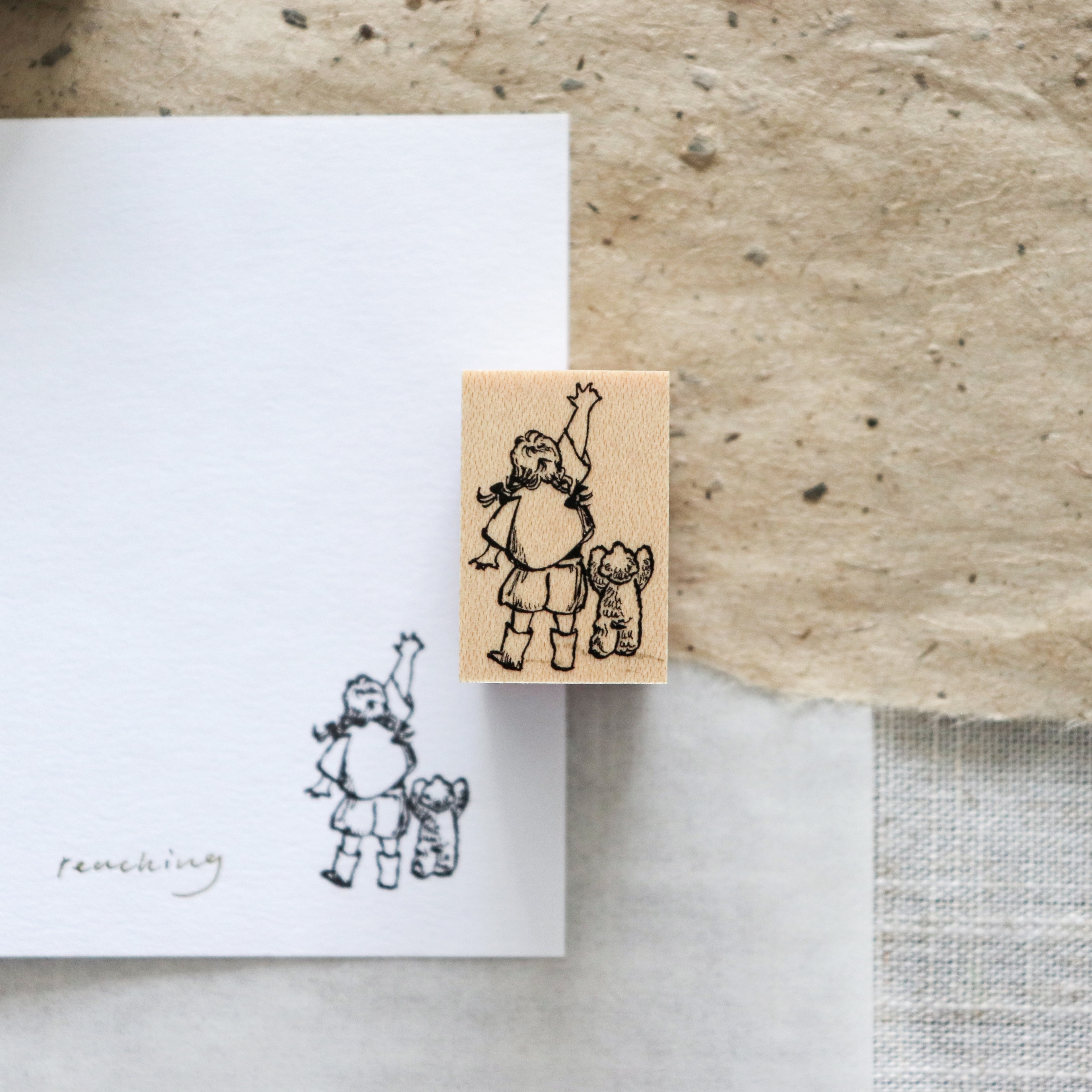 Krimgen -Wood Rubber Stamp - Reaching
