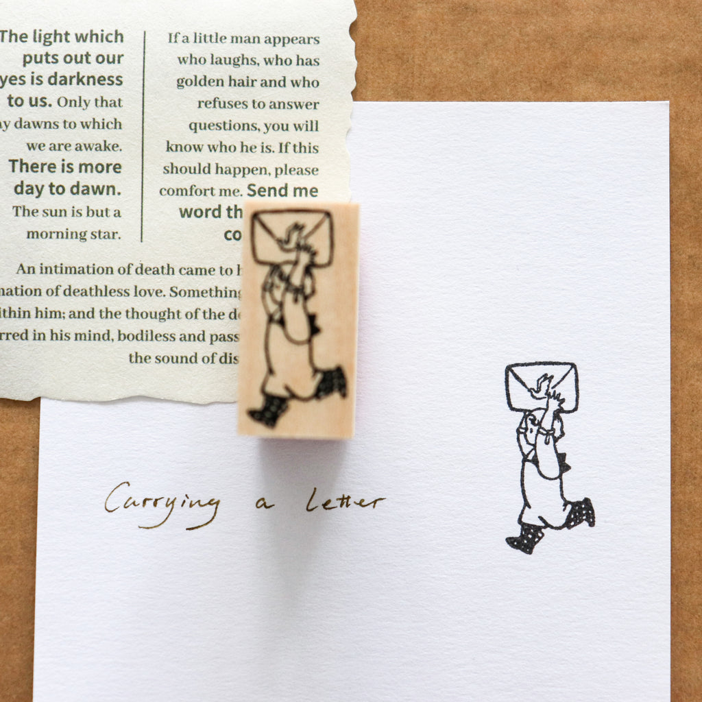 Krimgen -Wood Rubber Stamp - Carrying a Letter