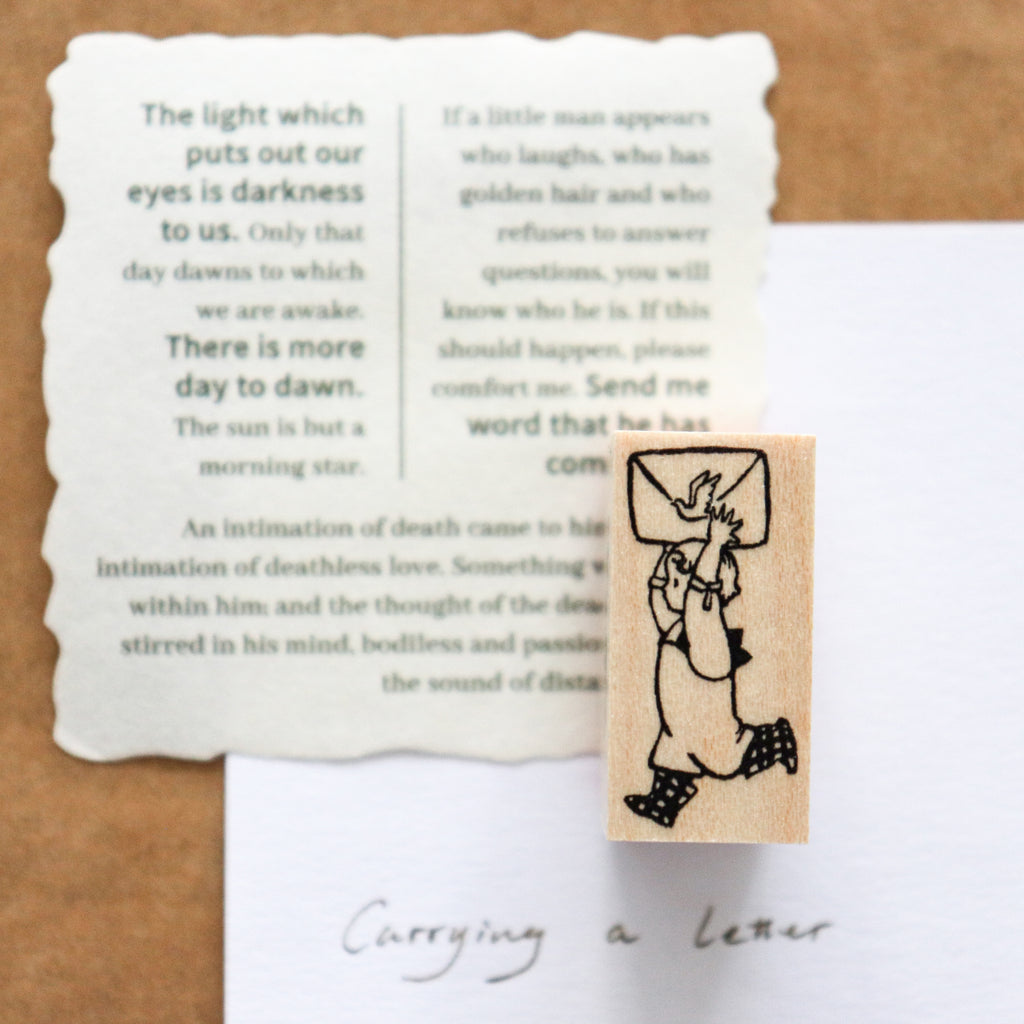 Krimgen -Wood Rubber Stamp - Carrying a Letter