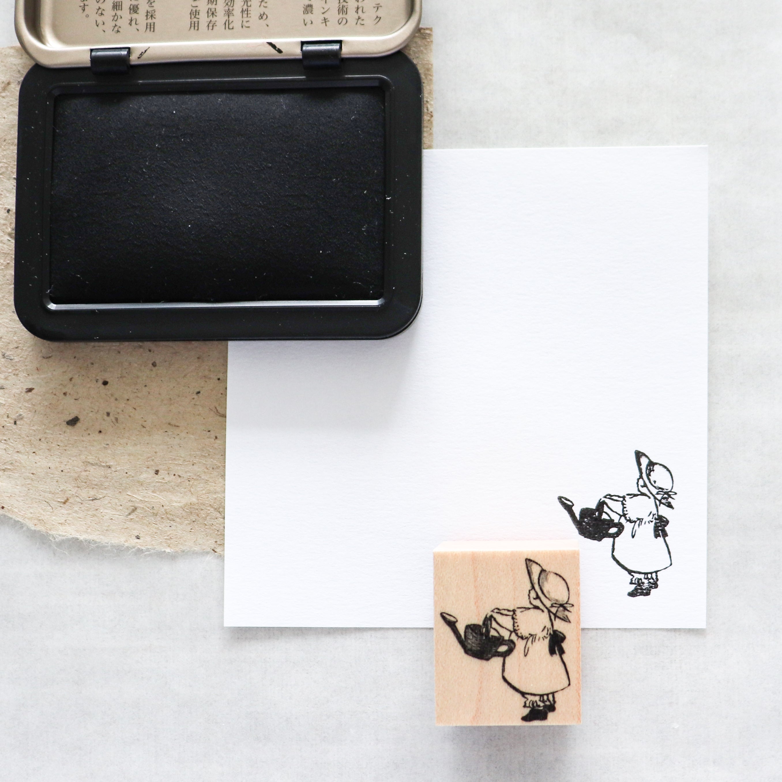 Krimgen -Wood Rubber Stamp - Red Watering Can