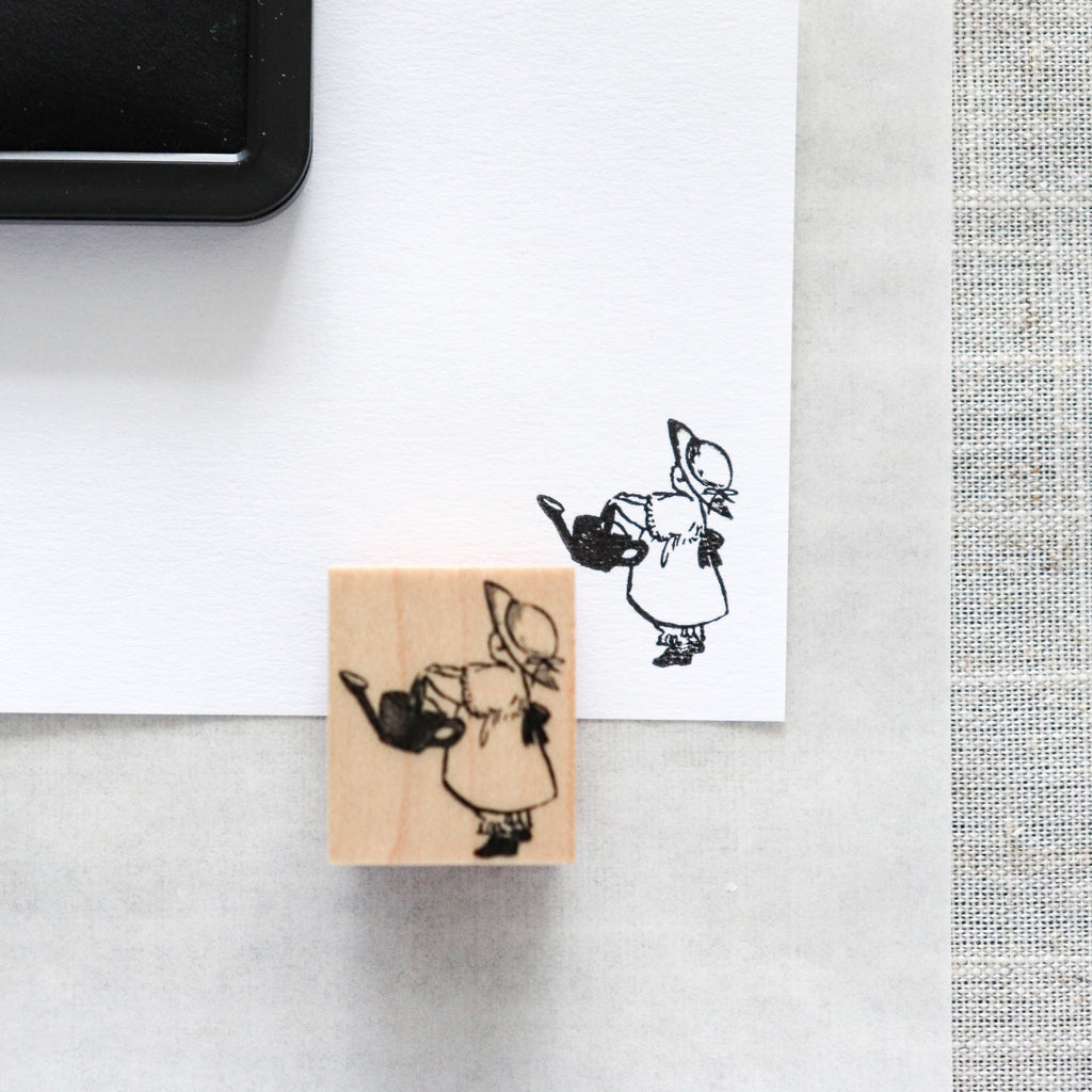 Krimgen -Wood Rubber Stamp - Red Watering Can