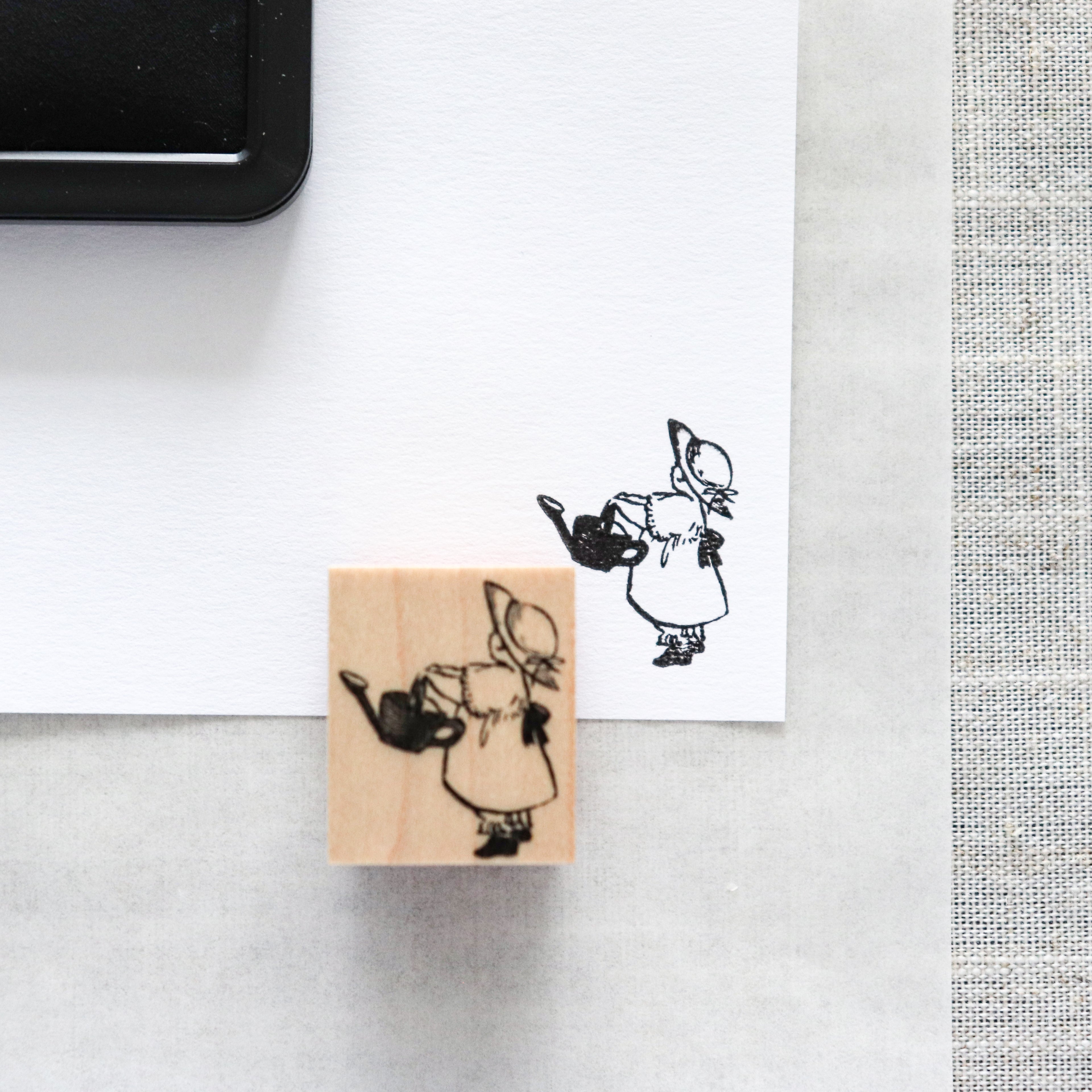Krimgen -Wood Rubber Stamp - Red Watering Can