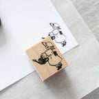 Krimgen -Wood Rubber Stamp - Red Watering Can