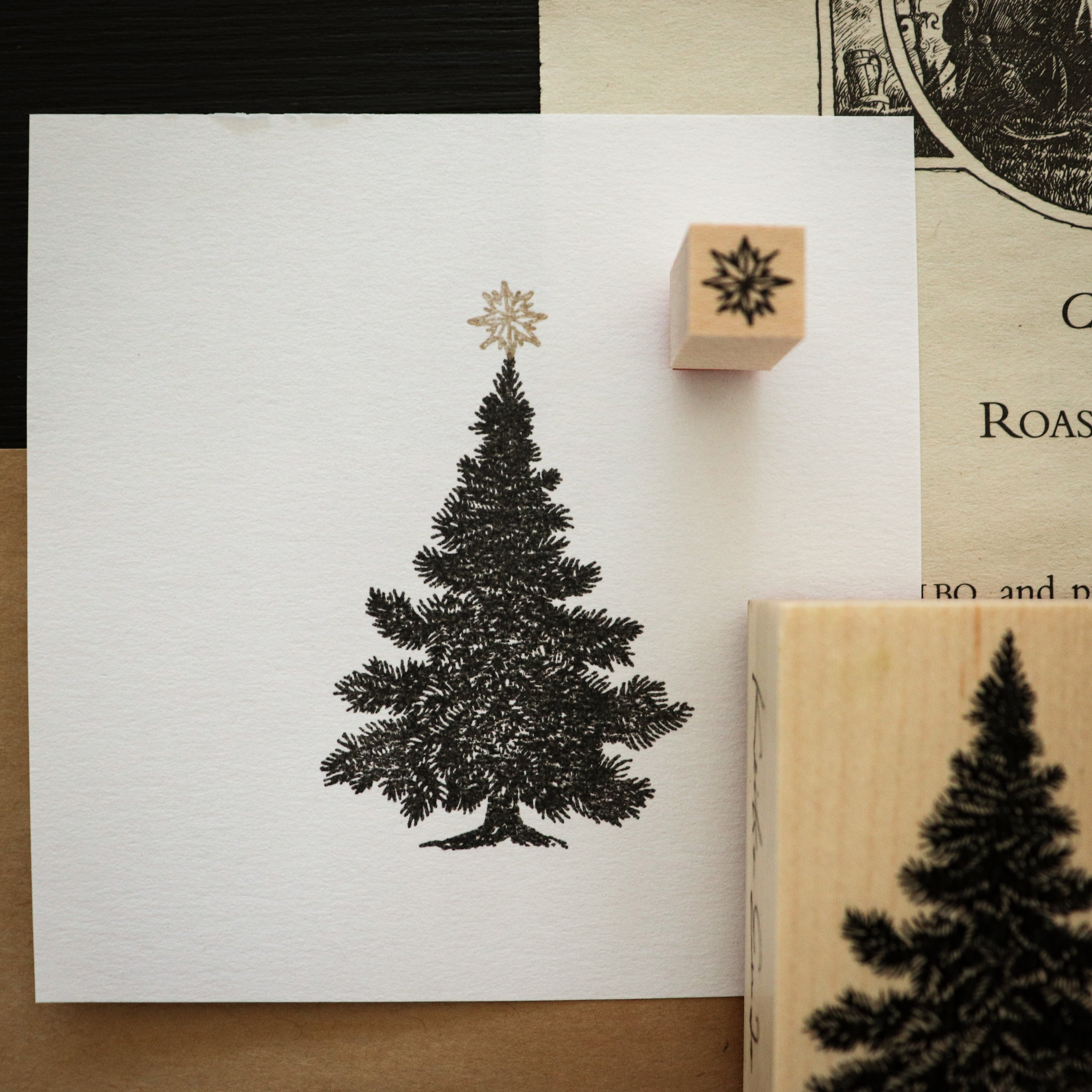 Keiko Endo Wood Stamp- Tree and Stella Stamp Set