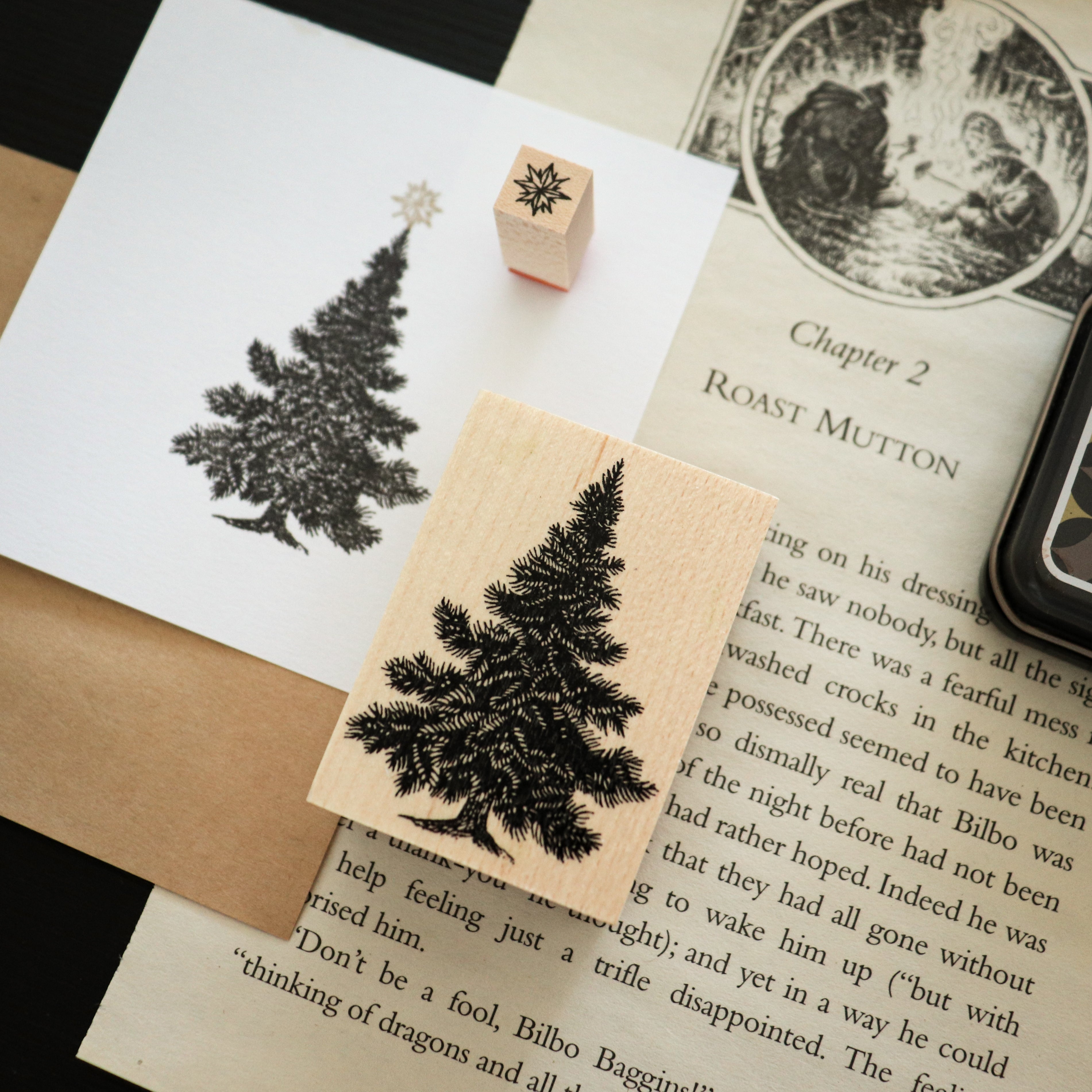 Keiko Endo Wood Stamp- Tree and Stella Stamp Set