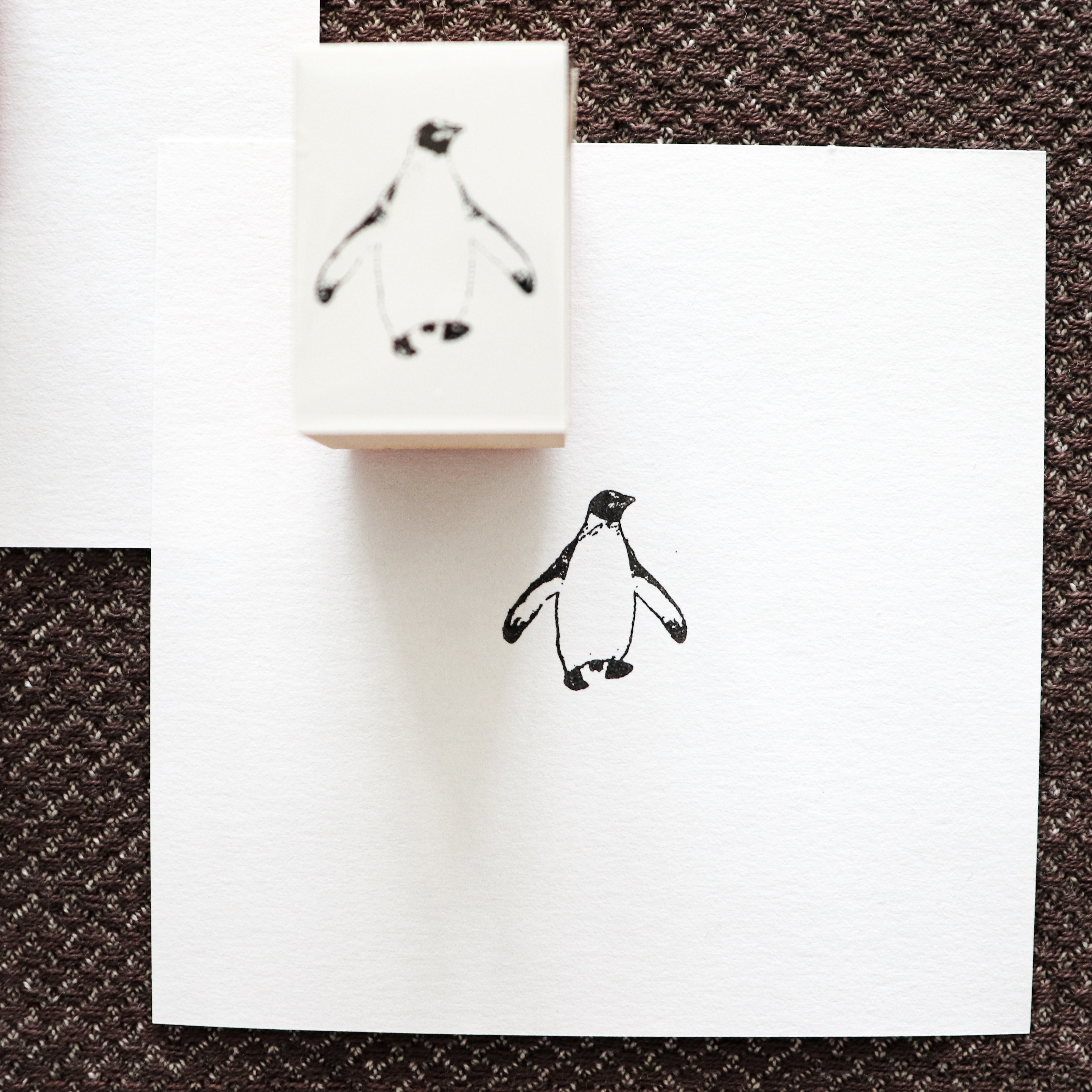 YOHAKU Wooden Rubber Stamp- Penguin