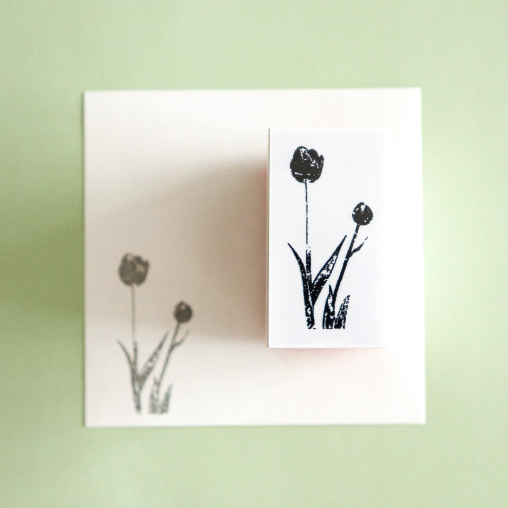 YOHAKU Wooden Rubber Stamp-Tulips
