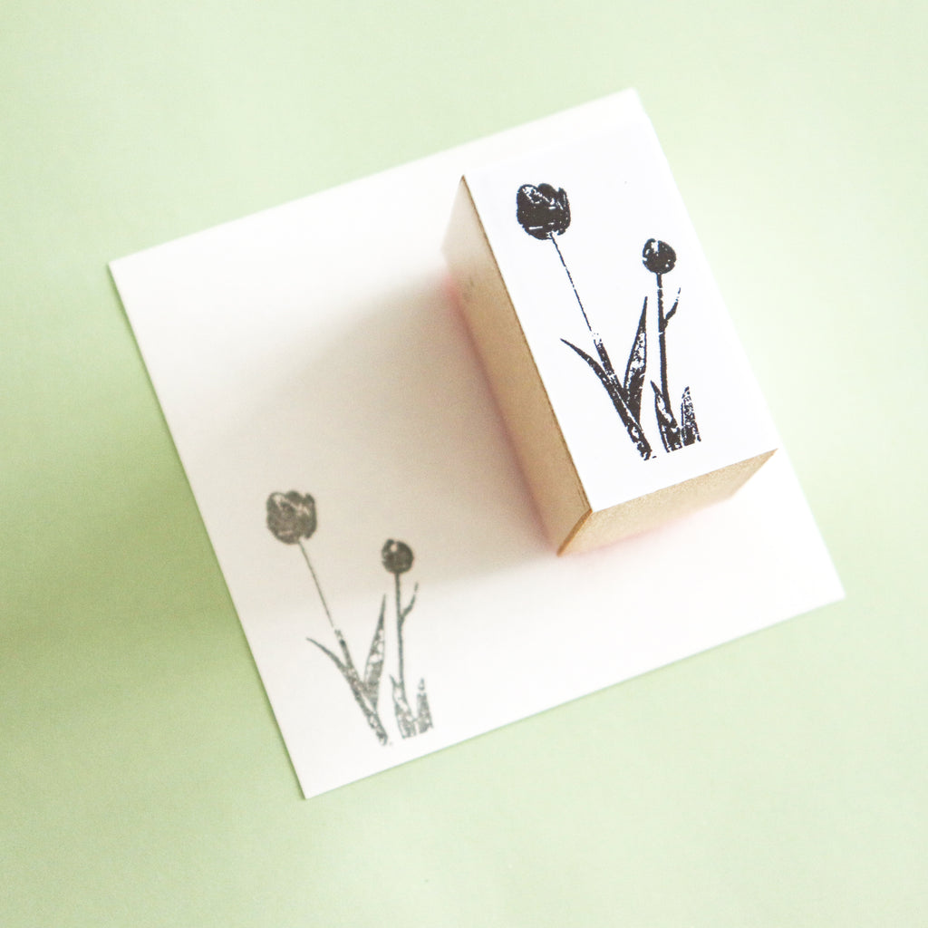 YOHAKU Wooden Rubber Stamp-Tulips