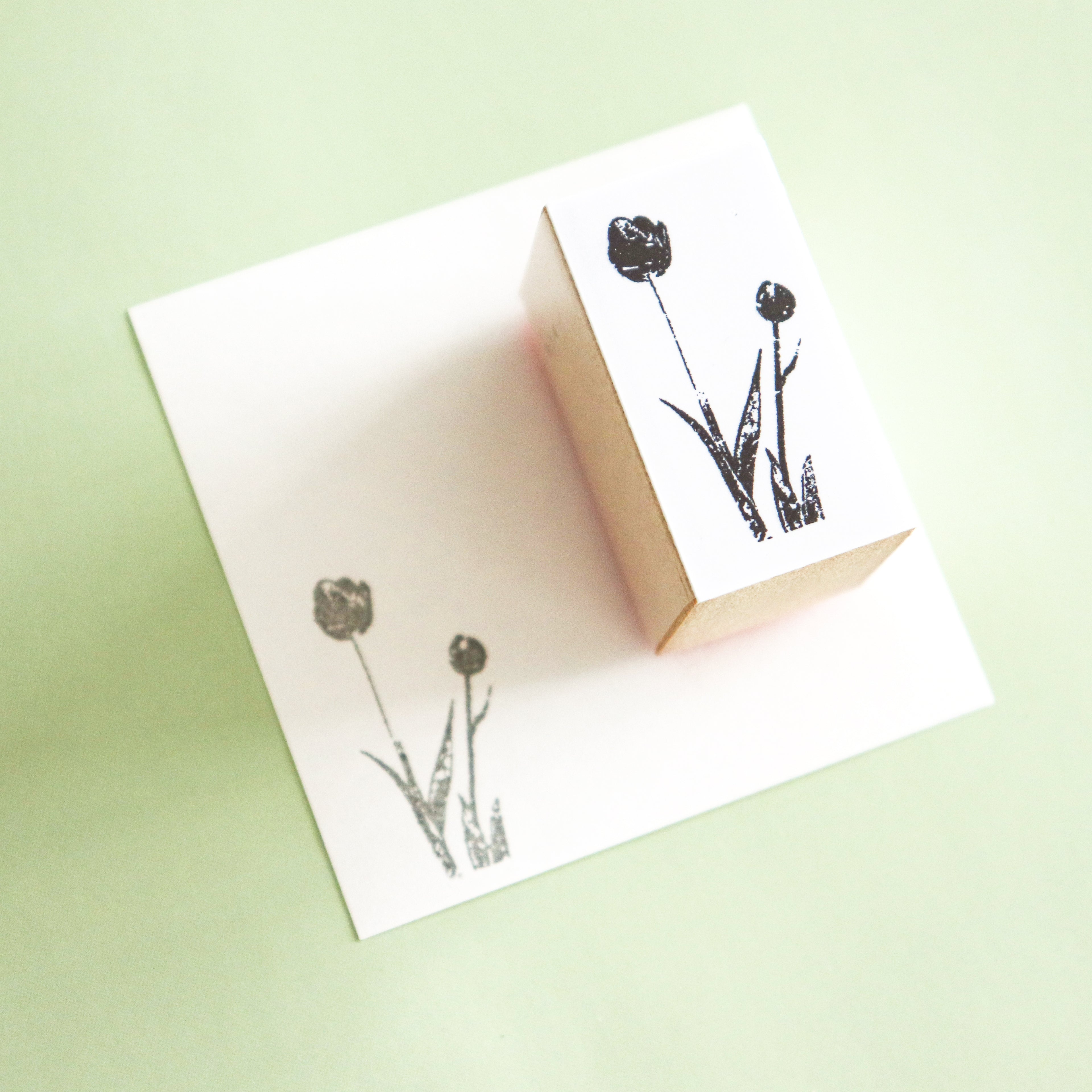 YOHAKU Wooden Rubber Stamp-Tulips