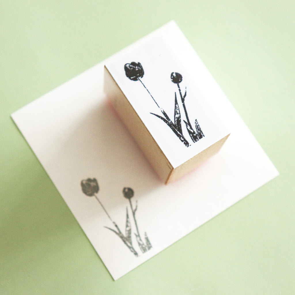 YOHAKU Wooden Rubber Stamp-Tulips