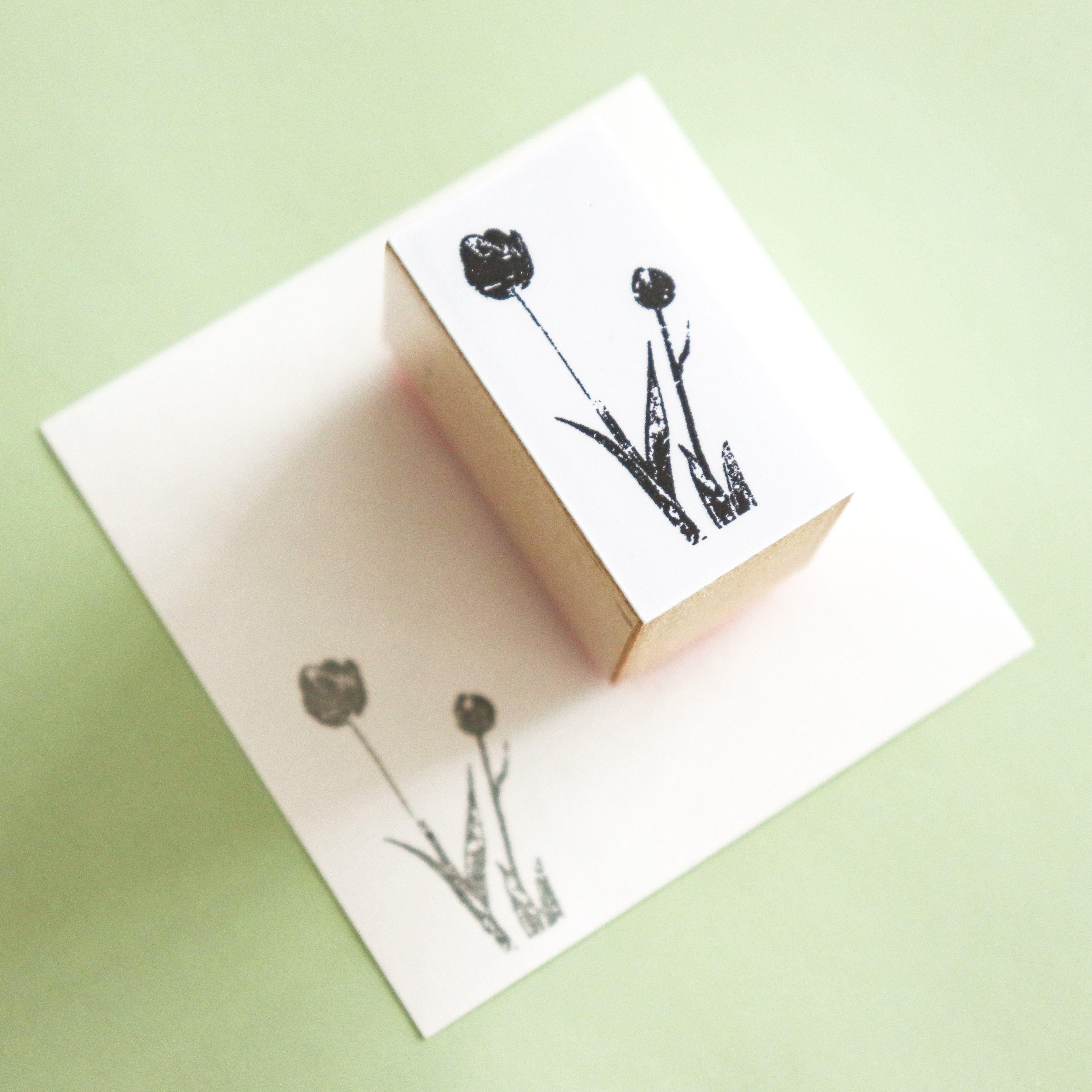 YOHAKU Wooden Rubber Stamp-Tulips