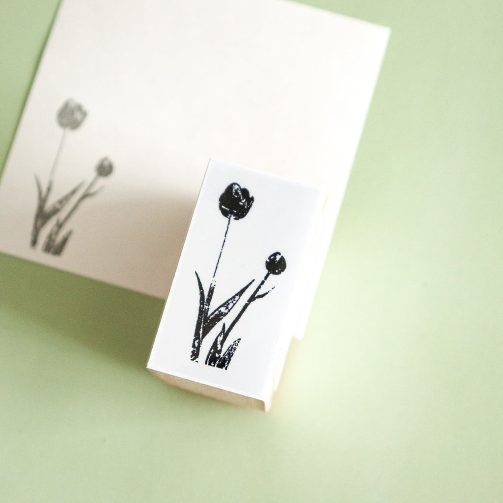 YOHAKU Wooden Rubber Stamp-Tulips
