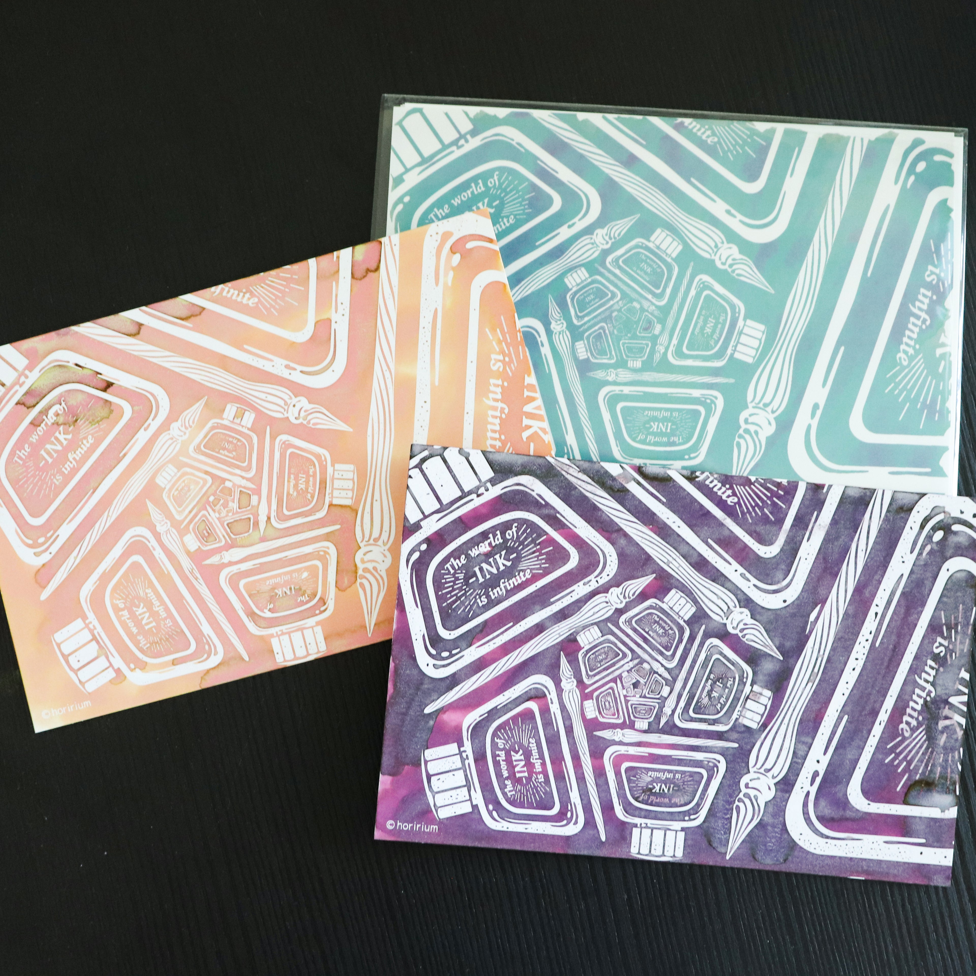 Color Swatch Post Card- Glass Dip Pen & Ink