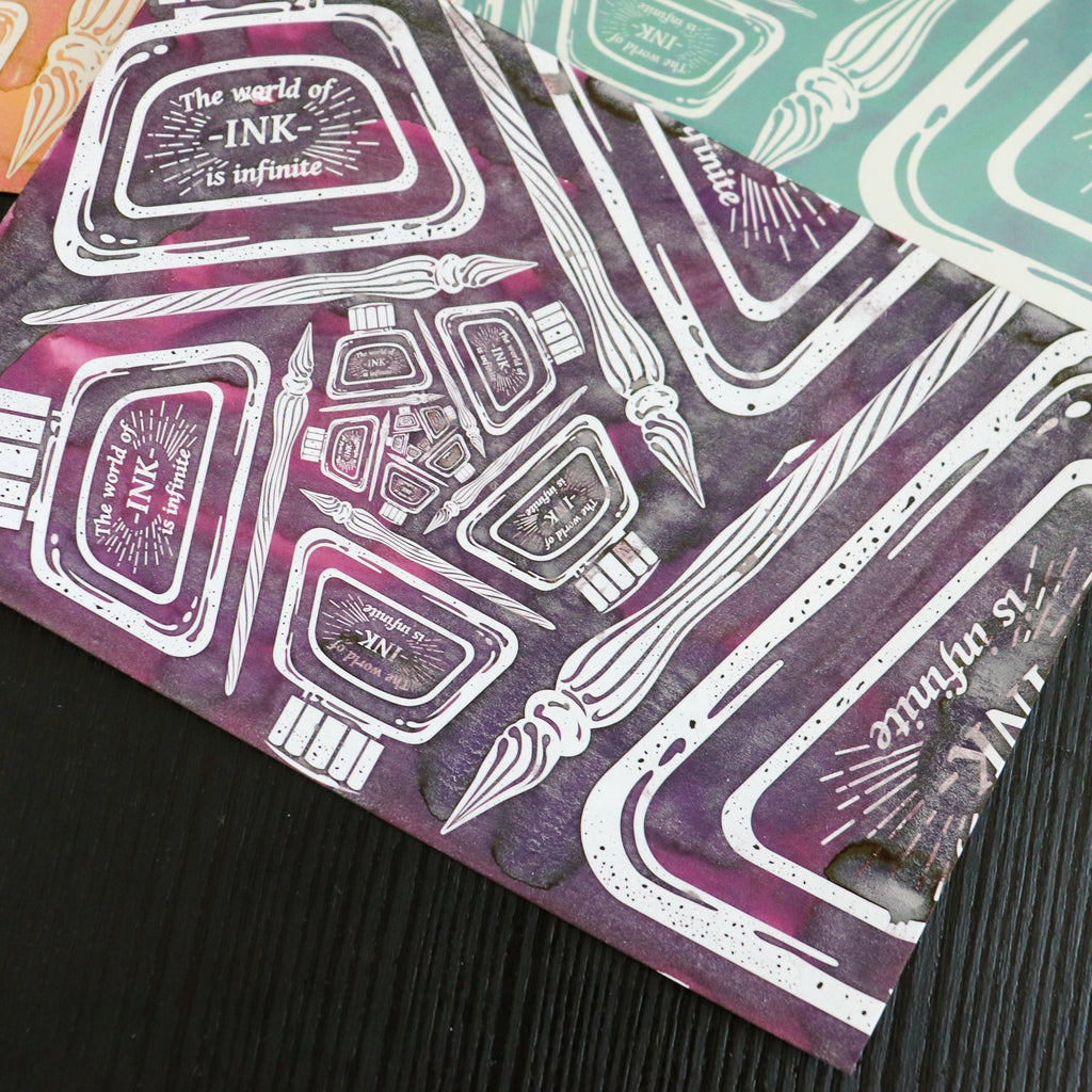 Color Swatch Post Card- Glass Dip Pen & Ink