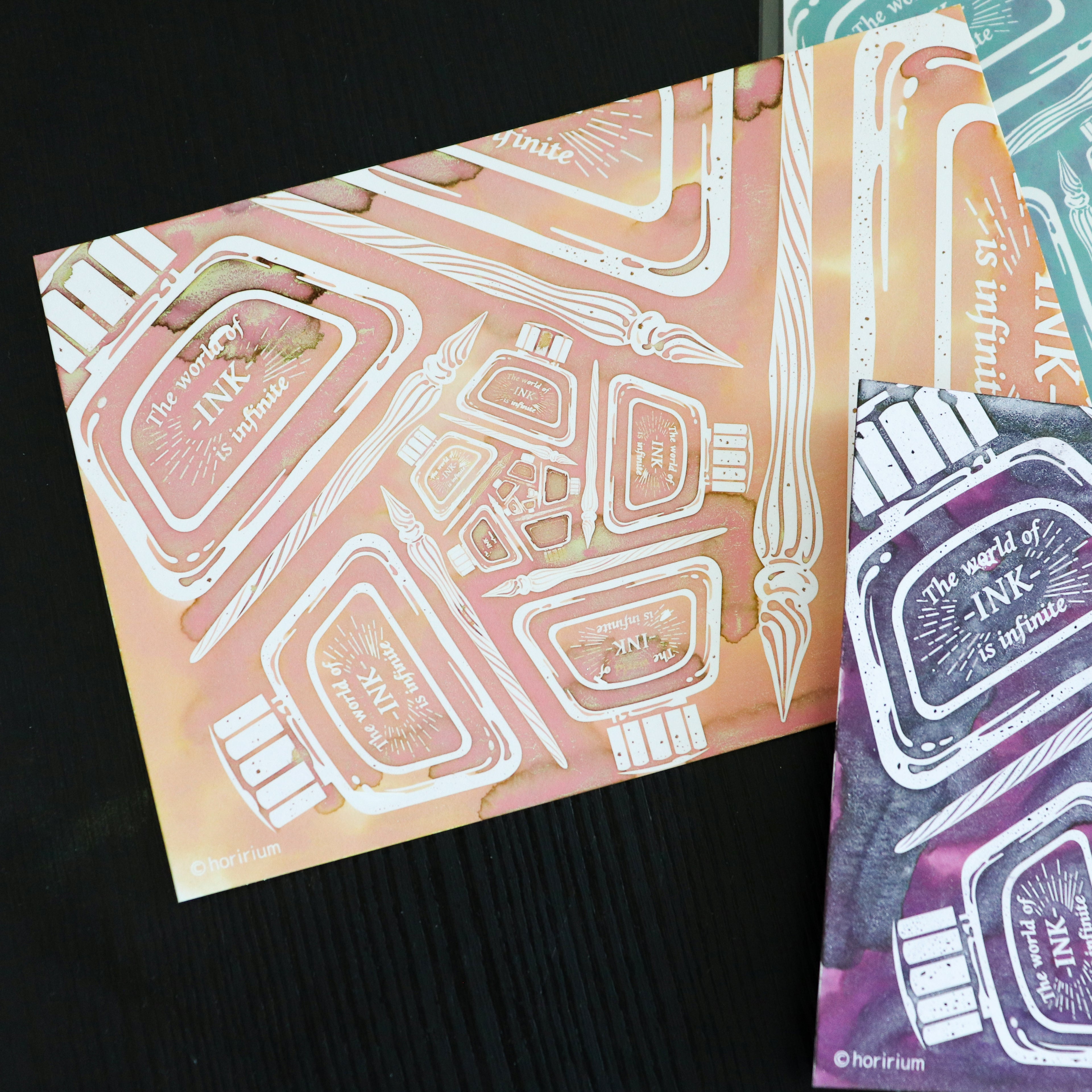 Color Swatch Post Card- Glass Dip Pen & Ink