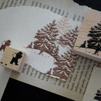 Keiko Endo- Wood Stamp Set- Traveling through the Snowy Forests of Kannur