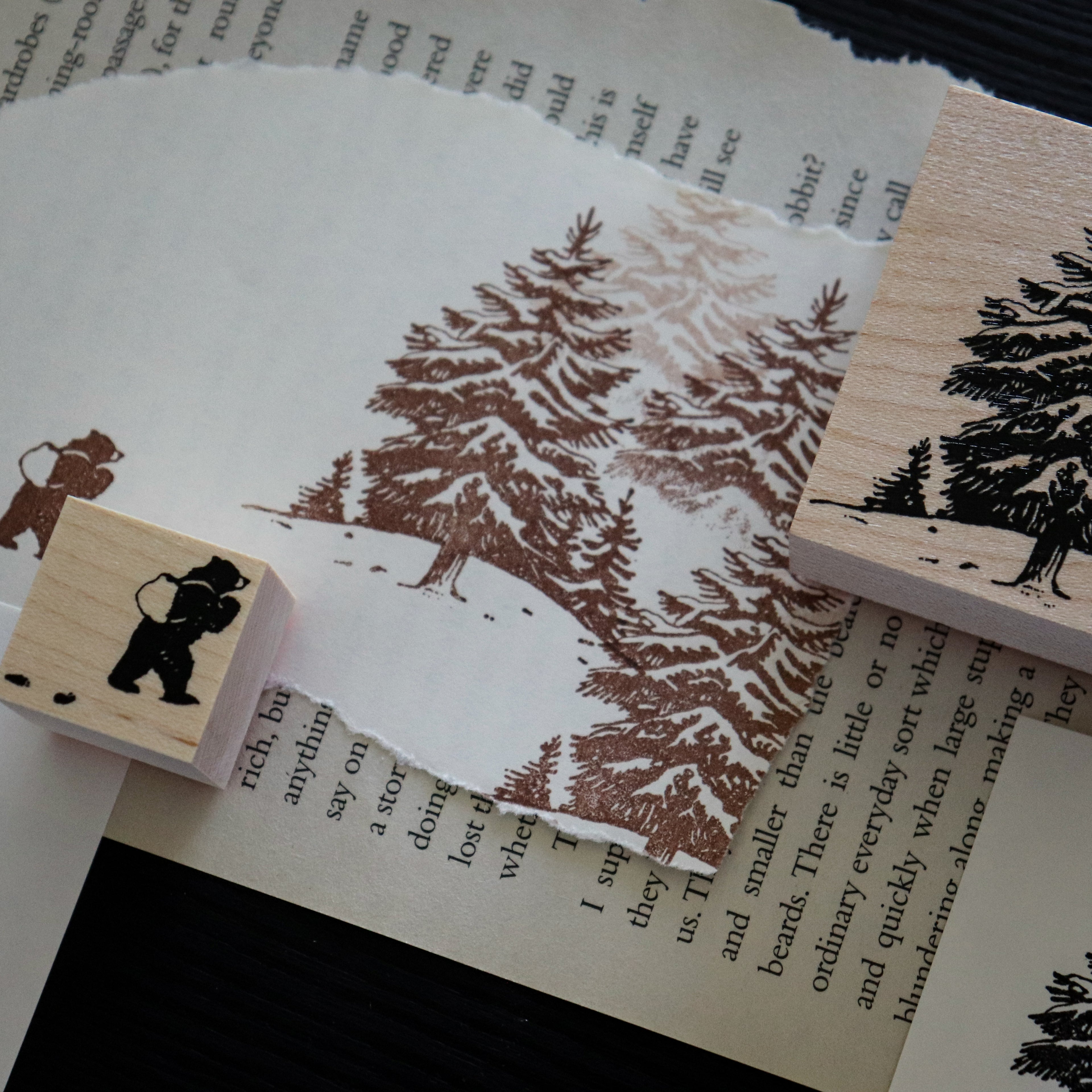 Keiko Endo- Wood Stamp Set- Traveling through the Snowy Forests of Kannur
