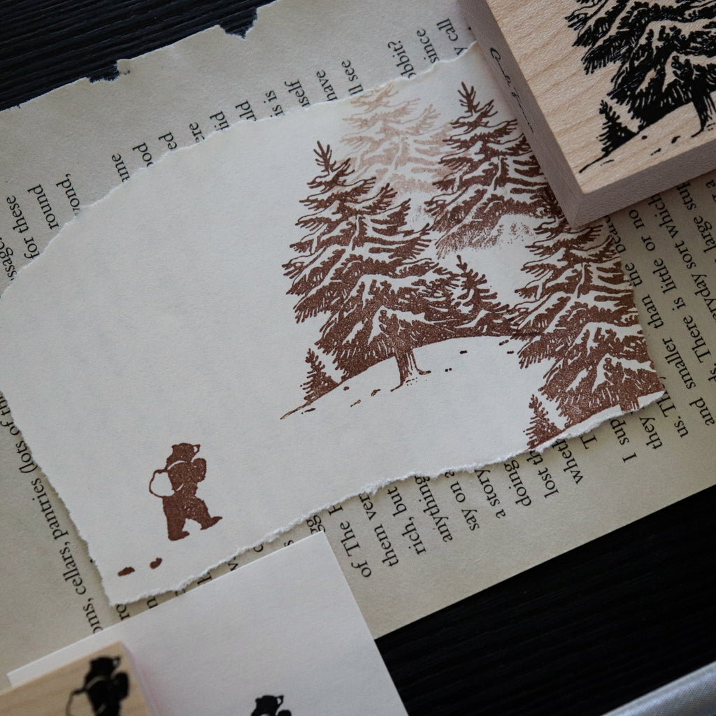 Keiko Endo- Wood Stamp Set- Traveling through the Snowy Forests of Kannur