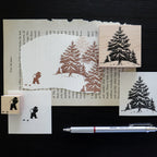 Keiko Endo- Wood Stamp Set- Traveling through the Snowy Forests of Kannur