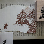 Keiko Endo- Wood Stamp Set- Traveling through the Snowy Forests of Kannur