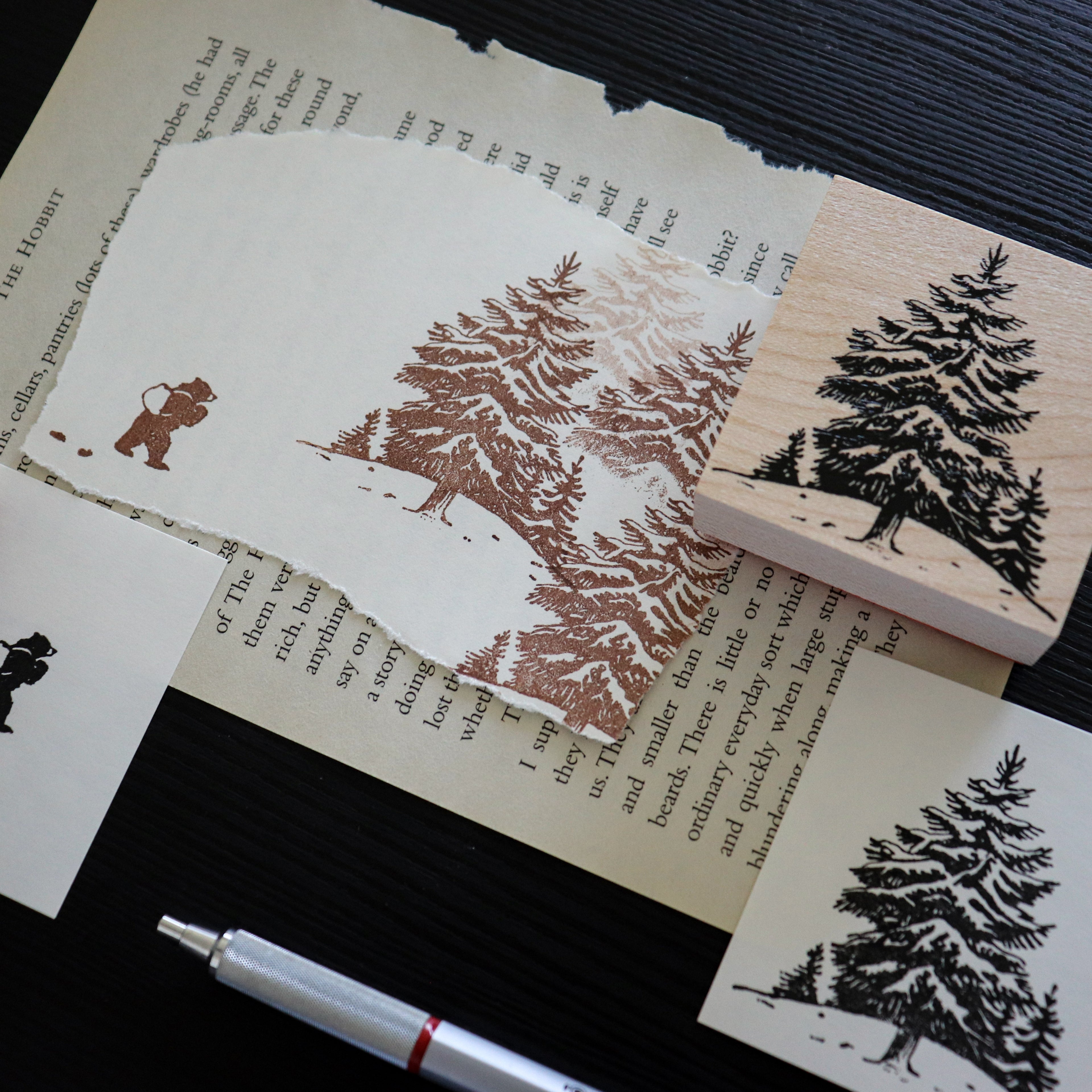 Keiko Endo- Wood Stamp Set- Traveling through the Snowy Forests of Kannur