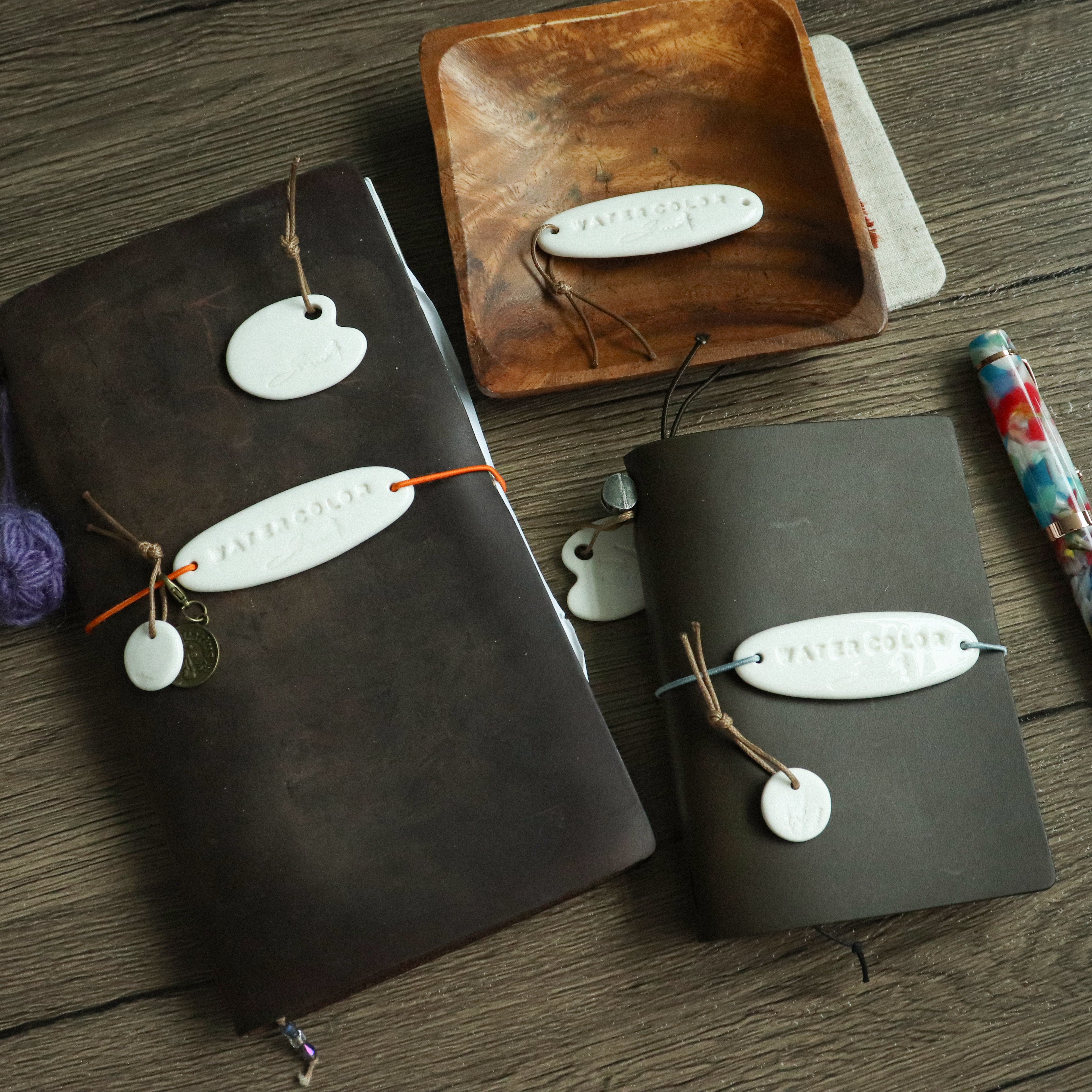 【Snow Joe】Journal Acc- Water Color Ceremic Charm Set- White