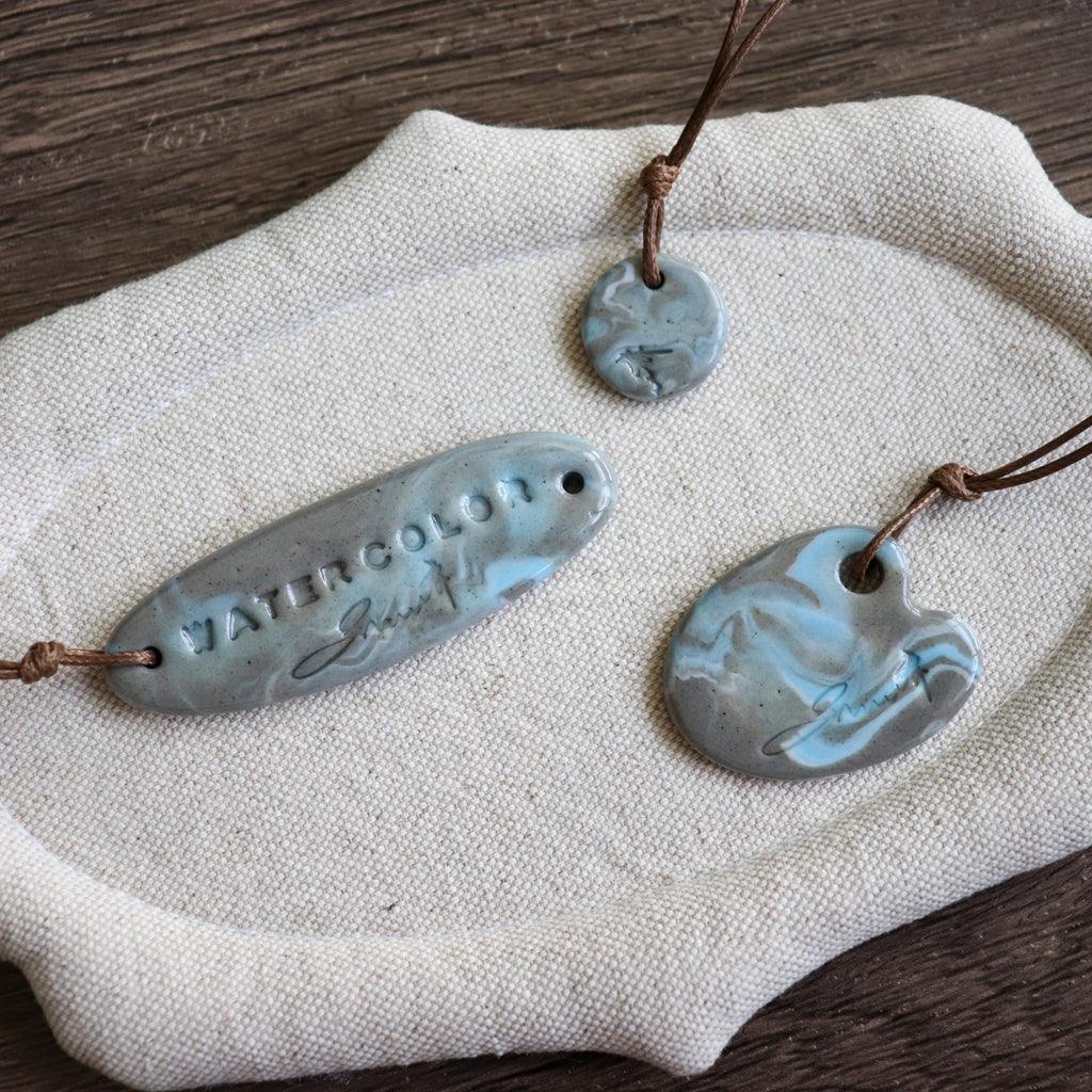 【Snow Joe】Journal Acc- One of a Kind Water Color Ceremic Charm Set