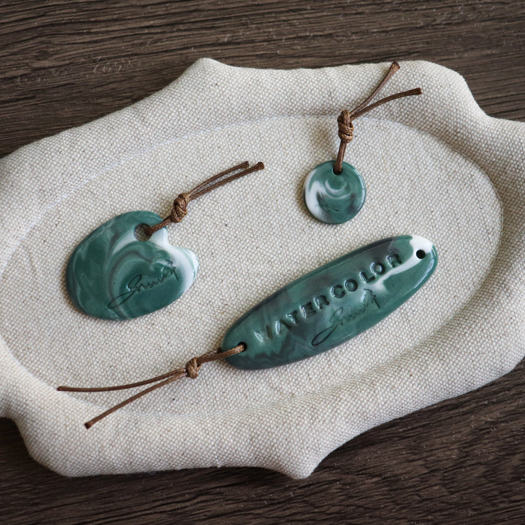 【Snow Joe】Journal Acc- One of a Kind Water Color Ceremic Charm Set