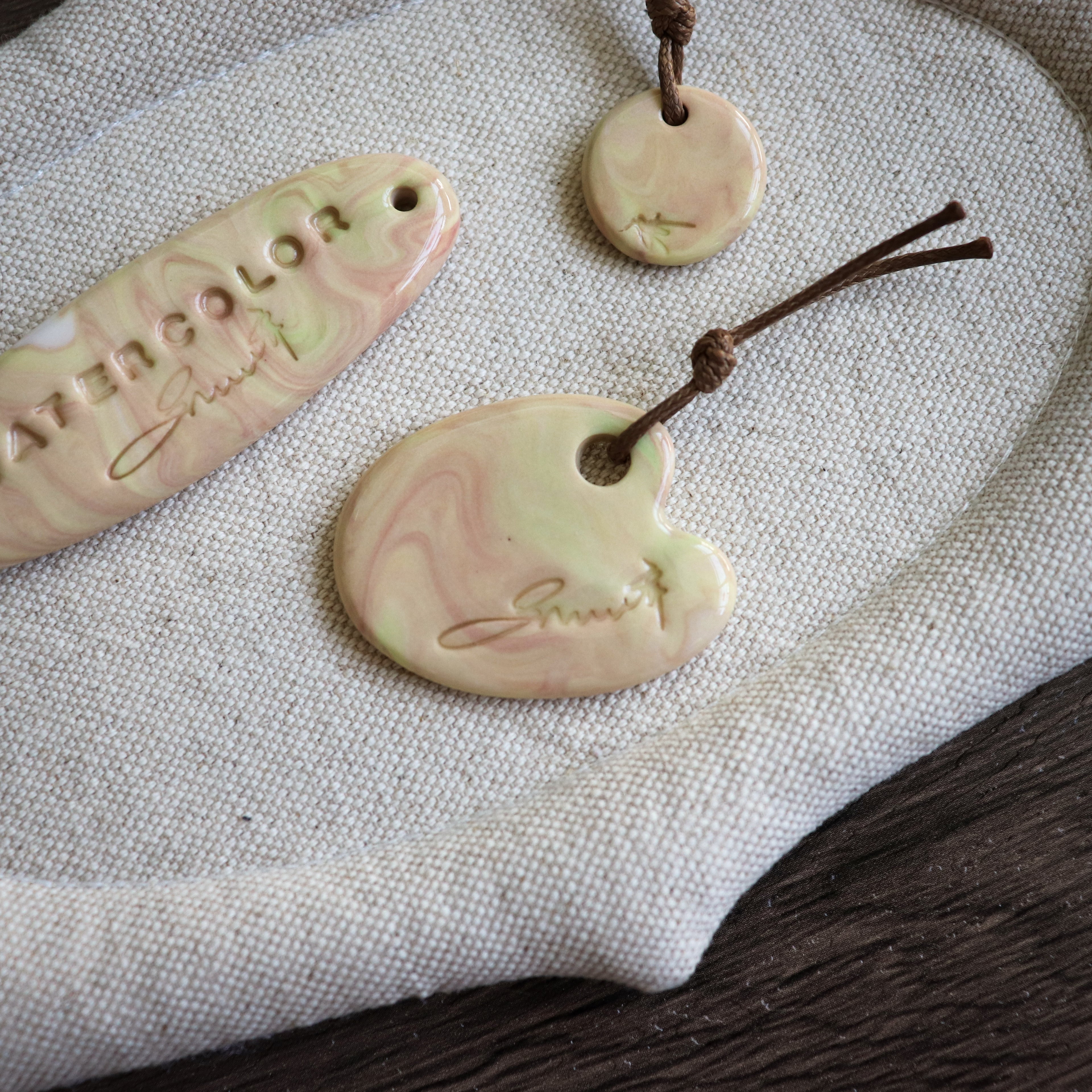 【Snow Joe】Journal Acc- One of a Kind Water Color Ceremic Charm Set