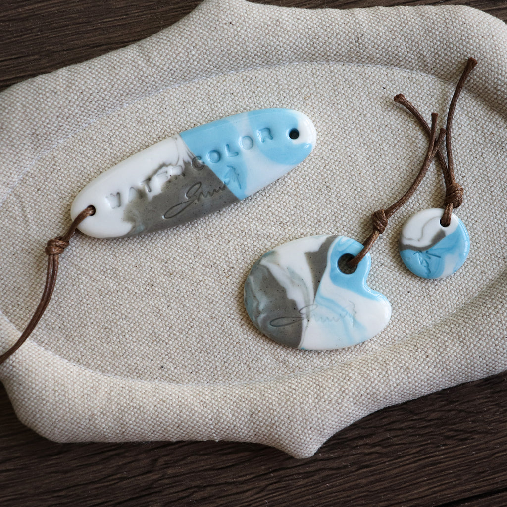 【Snow Joe】Journal Acc- One of a Kind Water Color Ceremic Charm Set