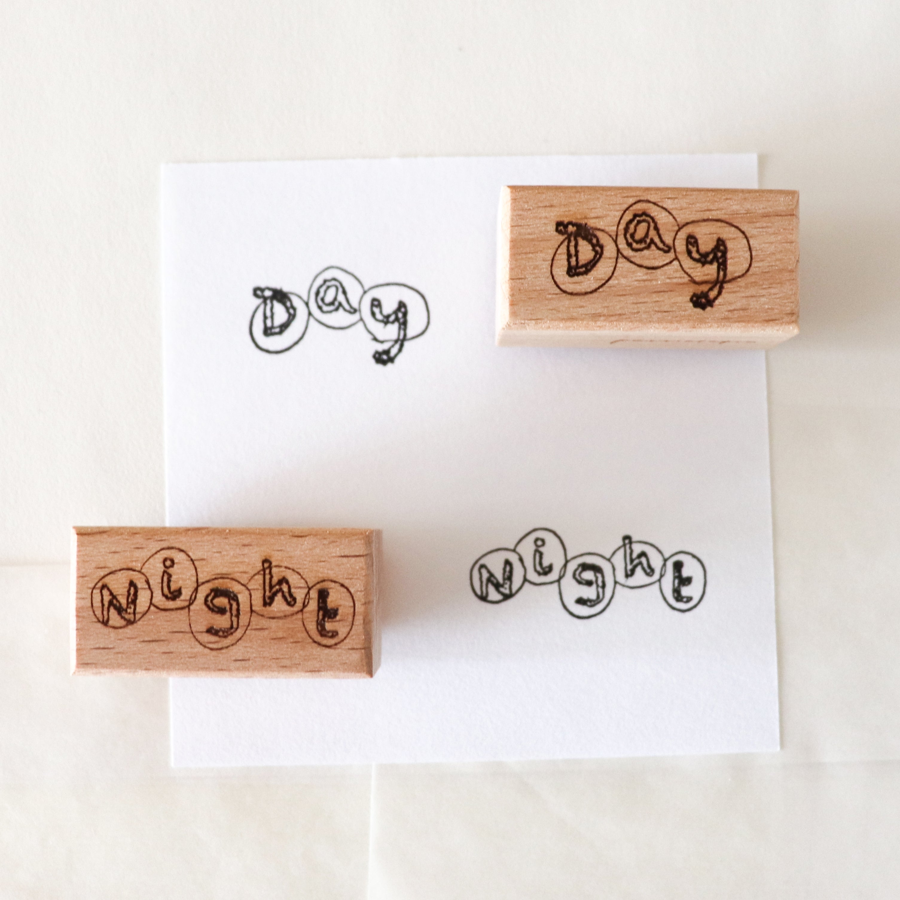 【Partialafra X Two Raccoons】Wooden Stamp - Day and Night