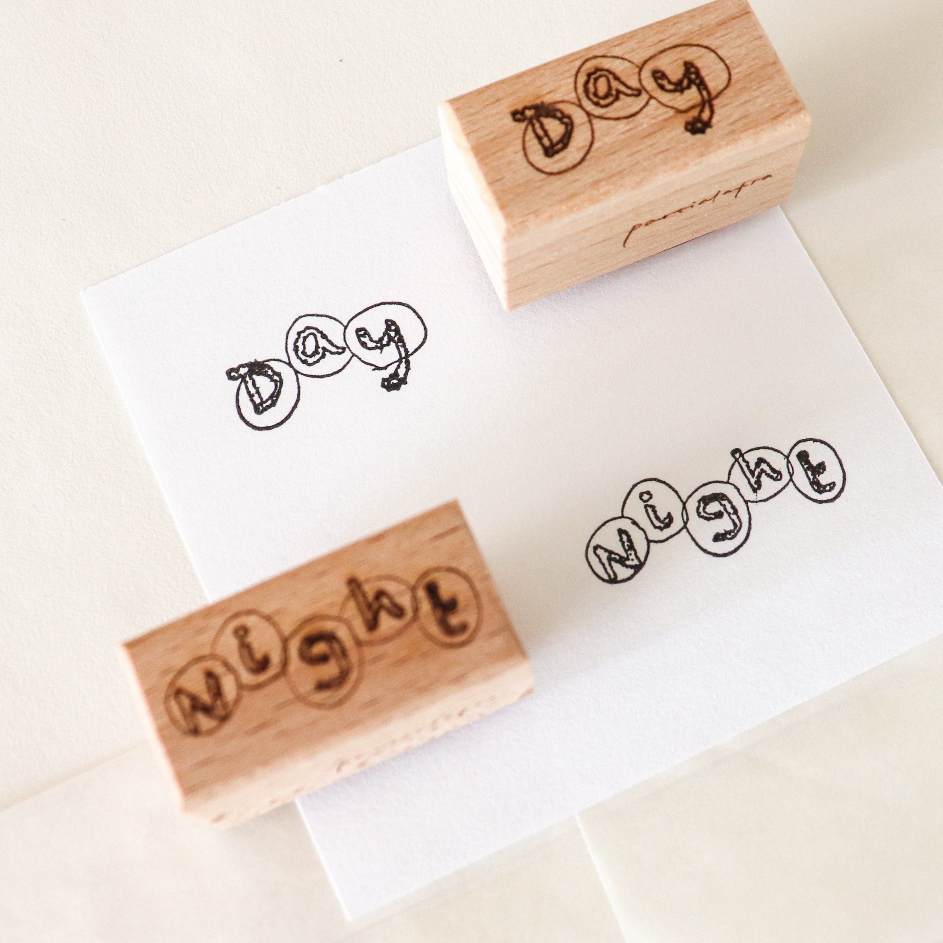【Partialafra X Two Raccoons】Wooden Stamp - Day and Night