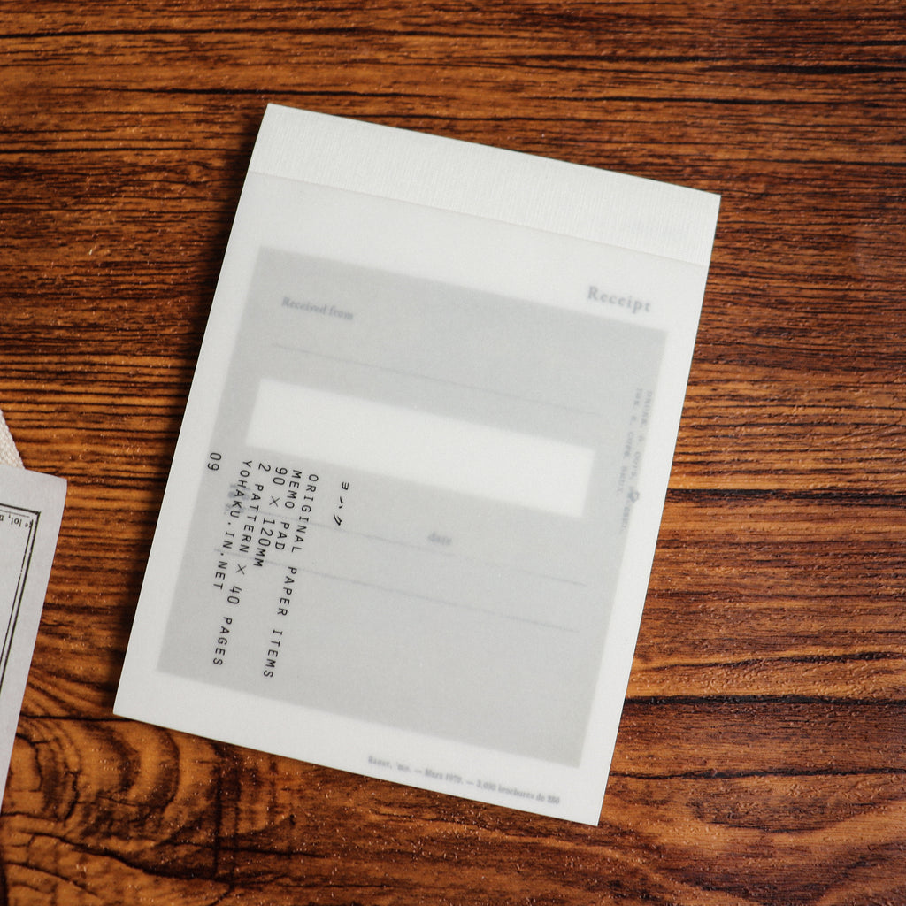 YOHAKU Memo Pad- Receipt