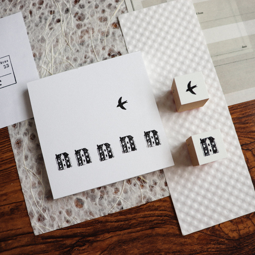 YOHAKU Wooden Rubber Stamp- Little Corner House & Sky of That Day