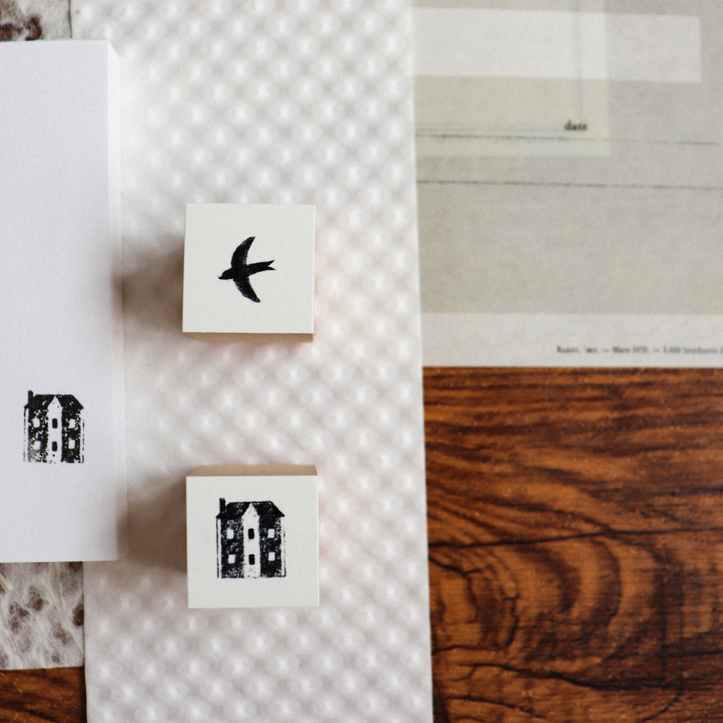 YOHAKU Wooden Rubber Stamp- Little Corner House & Sky of That Day