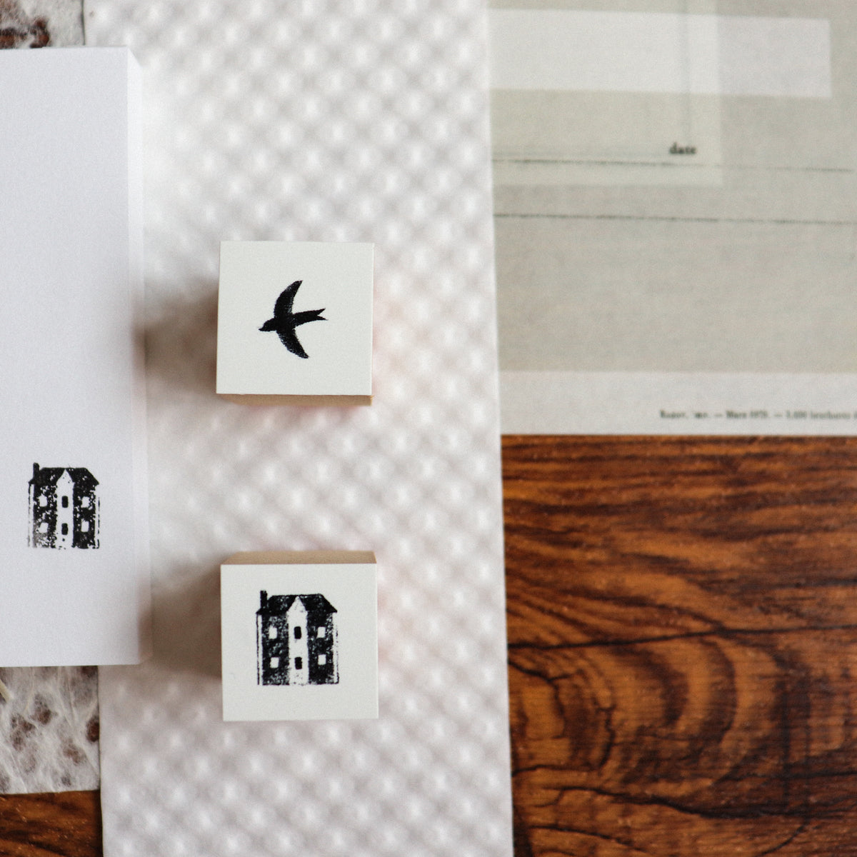 YOHAKU Wooden Rubber Stamp- Little Corner House & Sky of That Day
