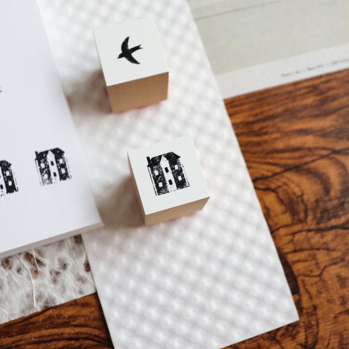 YOHAKU Wooden Rubber Stamp- Little Corner House & Sky of That Day