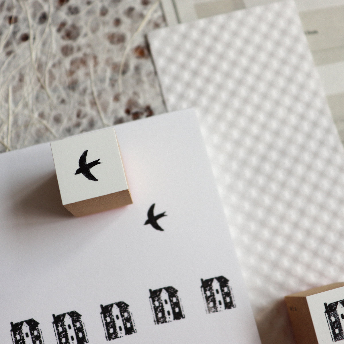 YOHAKU Wooden Rubber Stamp- Little Corner House & Sky of That Day